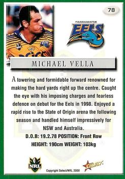 2000 Select #78 Michael Vella Back